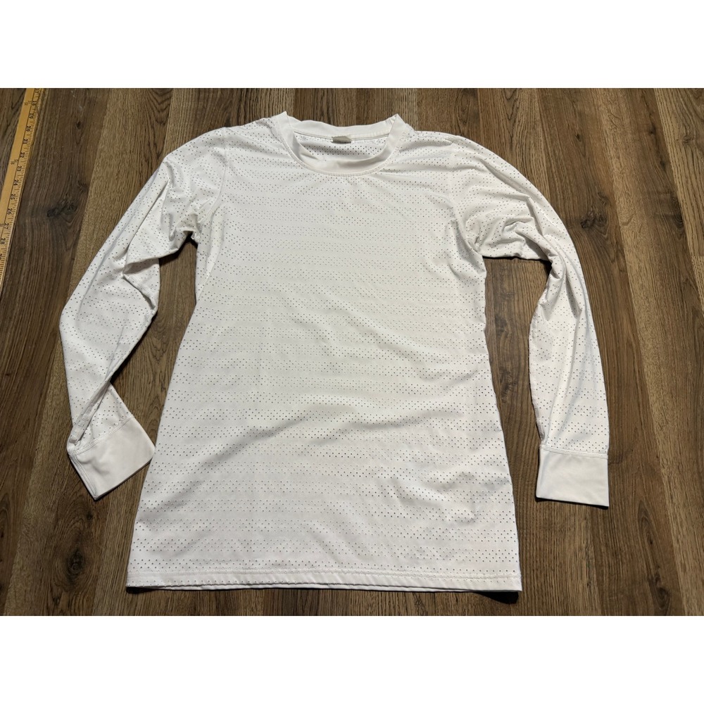 Zyia Shirt Womens Size Small White Active Perforated Long Sleeve